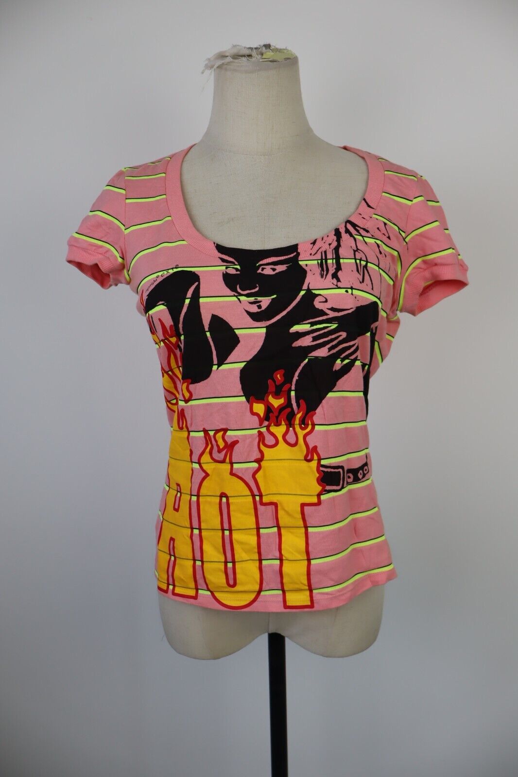 MAGLIA CROP TOP DONNA 44 WOMAN T-SHIRT STREETWEAR STAMPA CHIC GRUNGE Y2K 2000'S