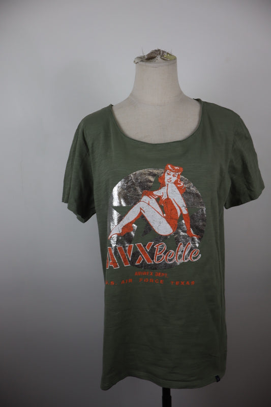 AVIREX BELLE MAGLIA MANICA CORTA DONNA TG 2XL WOMAN CASUAL VINTAGE T-SHIRT LOGO