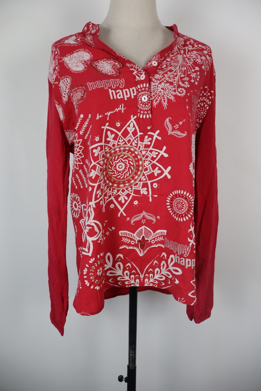 DESIGUAL CAMICIA BLUSA DONNA TG. XL WOMAN SHIRT CASUAL VINTAGE VISCOSA