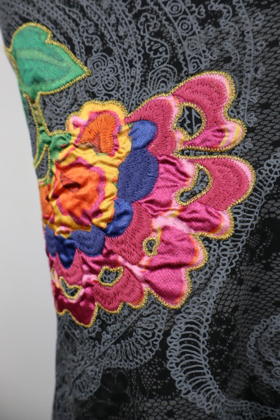 DESIGUAL VESTITO SMANICATO DONNA TG. M WOMAN CASUAL VINTAGE DRESS VISCOSA COTONE