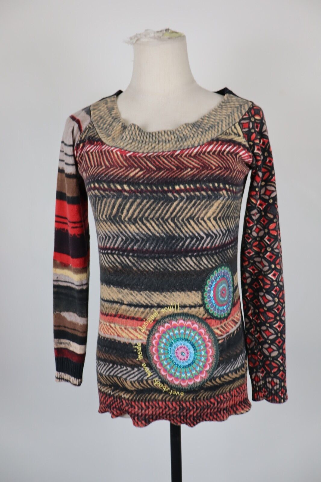 DESIGUAL MAGLIA DONNA TG. M WOMAN CASUAL VINTAGE T-SHIRT TOP COTONE COTTON