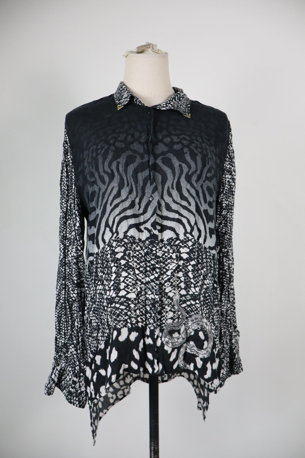DESIGUAL CAMICIA DONNA TG. XL WOMAN SHIRT CASUAL VINTAGE ANIMALIER