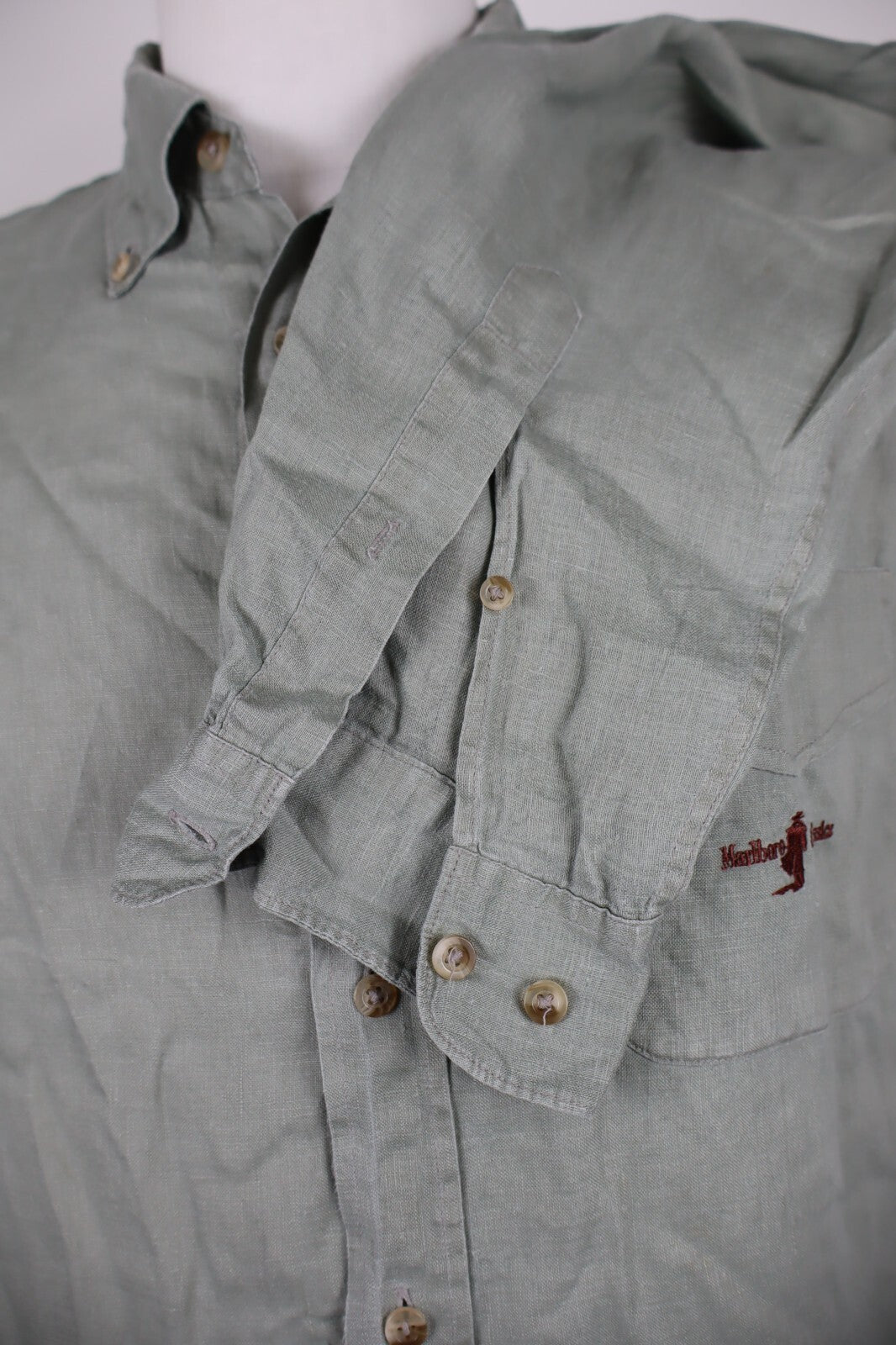 MARLBORO CLASSIC CAMICIA UOMO LINEN TG. L MAN CASUAL VINTAGE LINO SHIRT