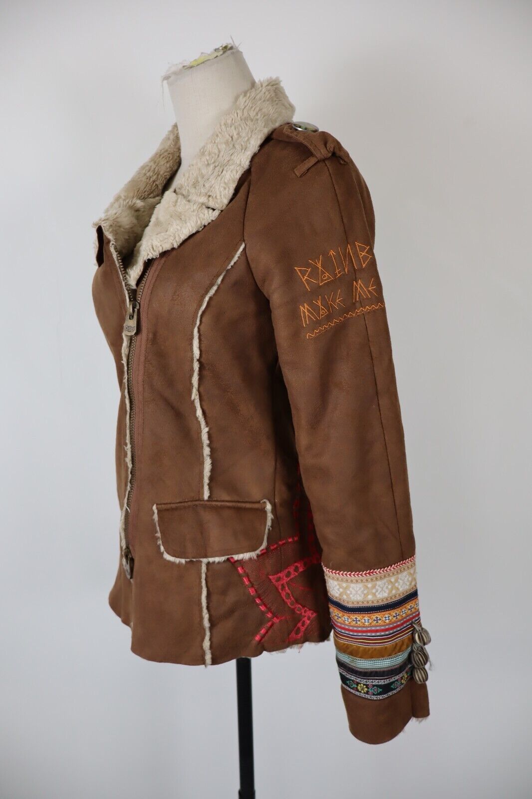 DESIGUAL GIUBBINO IMBOTTITO GIACCA DONNA TG 38 WOMAN JACKET VINTAGE CAMOSCIO