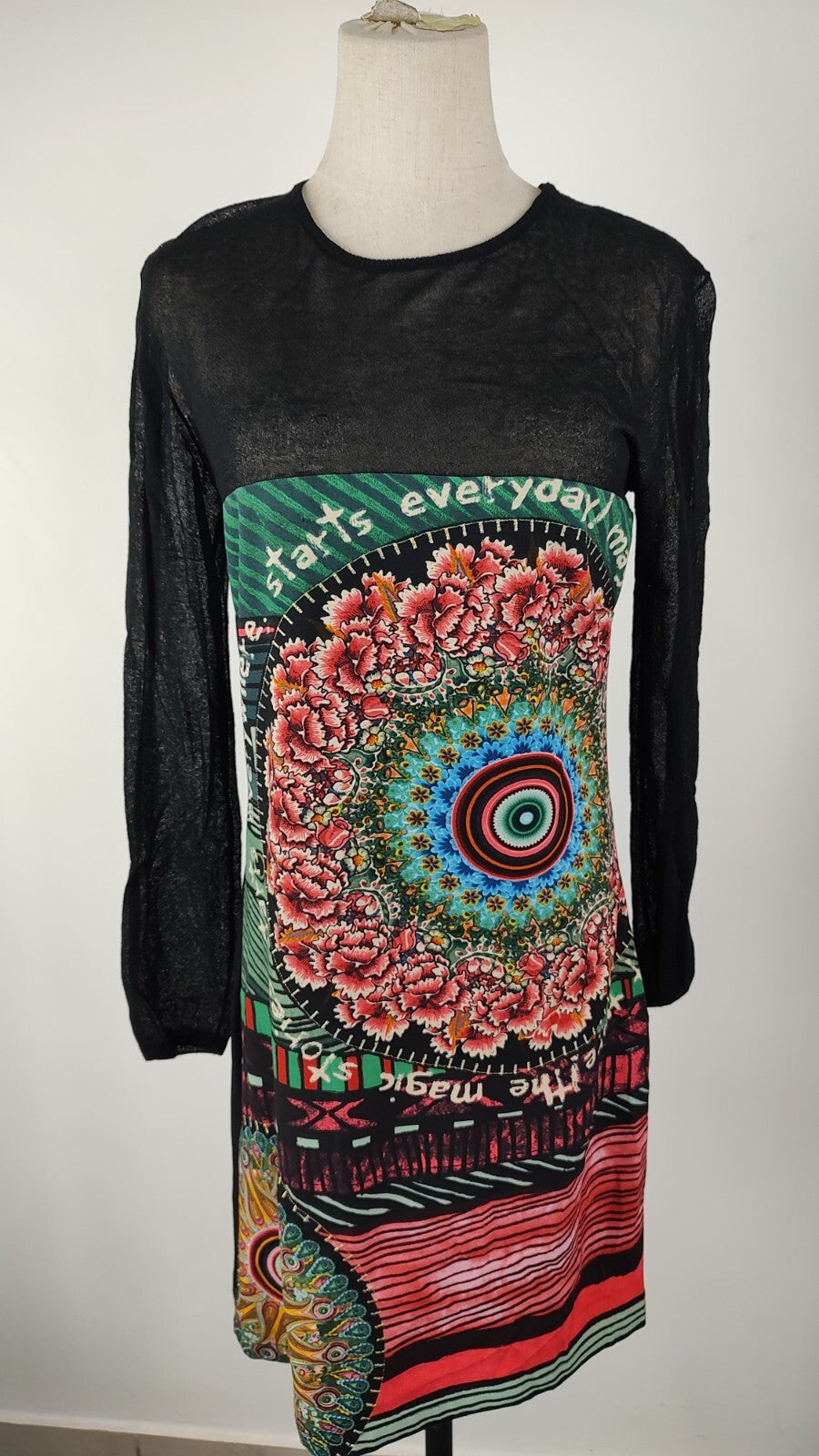 DESIGUAL VESTITO CAMICIA DONNA TG. 40 WOMAN CASUAL VINTAGE DRESS