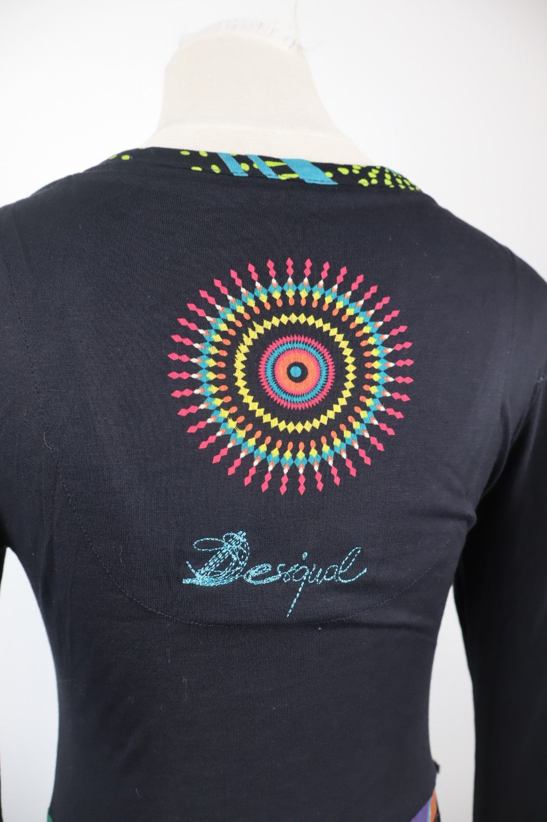 DESIGUAL VESTITO ABITO MANICA LUNGA DONNA M WOMAN CASUAL VINTAGE DRESS CINTURA