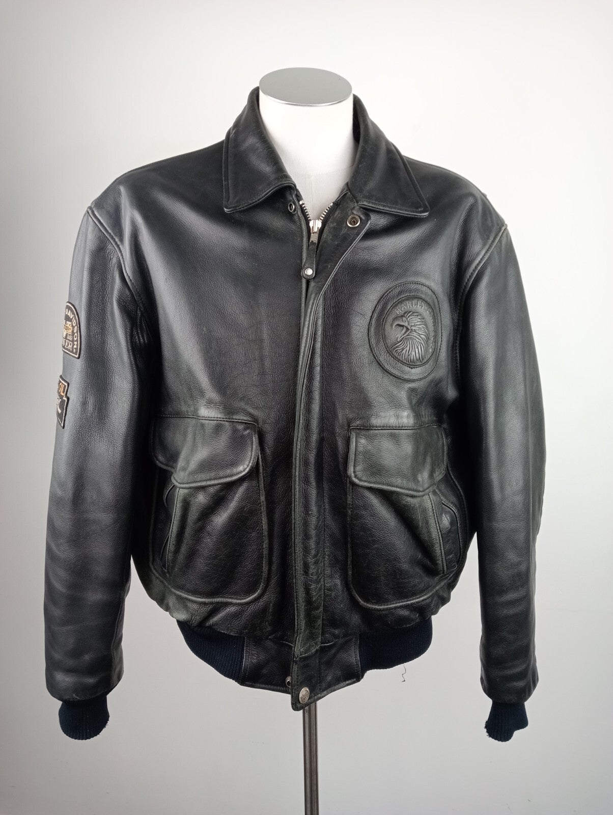 HARLEY DAVIDSON GIUBBINO PELLE MOTO LEATHER GIACCA UOMO Tg L MAN CASUAL JACKET