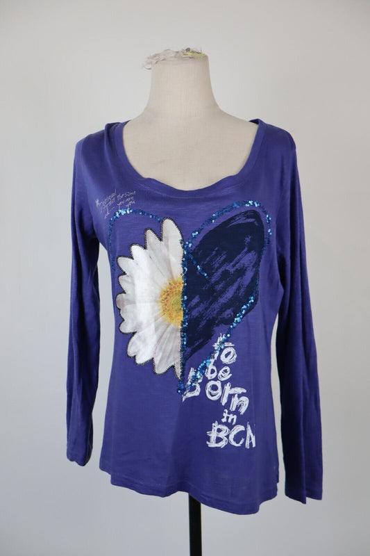 DESIGUAL MAGLIA DONNA TG. L WOMAN T-SHIRT CASUAL VINTAGE COTONE