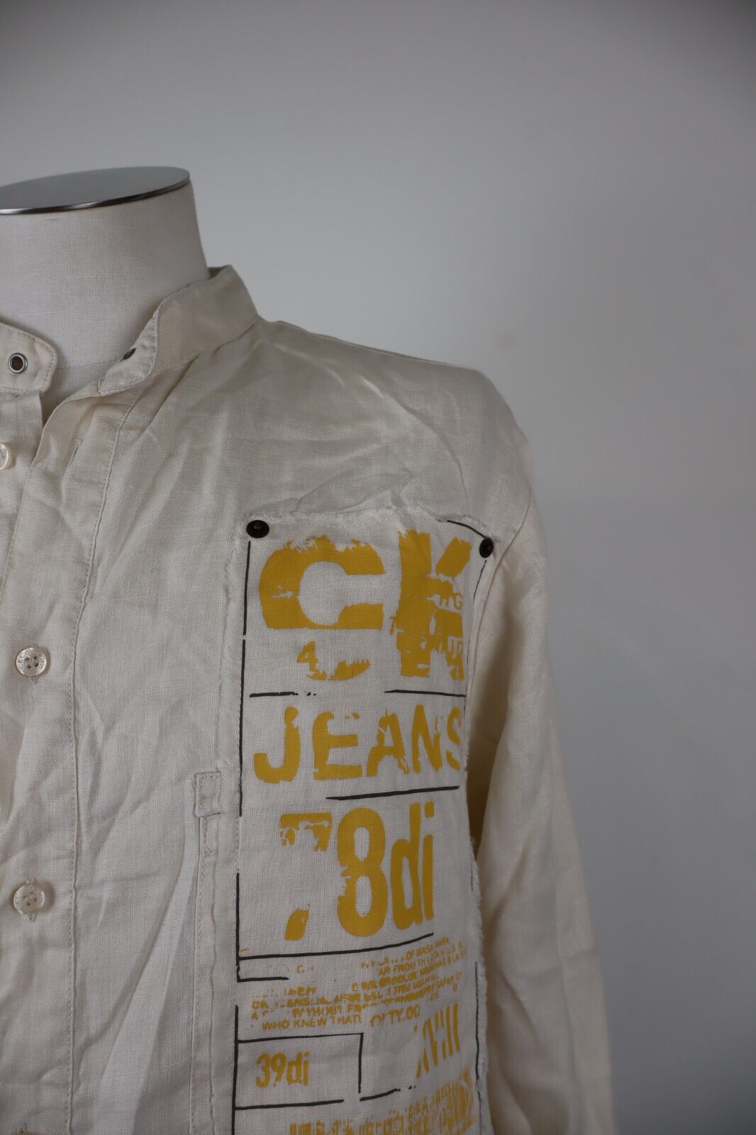 CALVIN KLEIN JEANS CAMICIA SHIRT UOMO Tg XL MAN VINTAGE CASUAL LINO LINEN