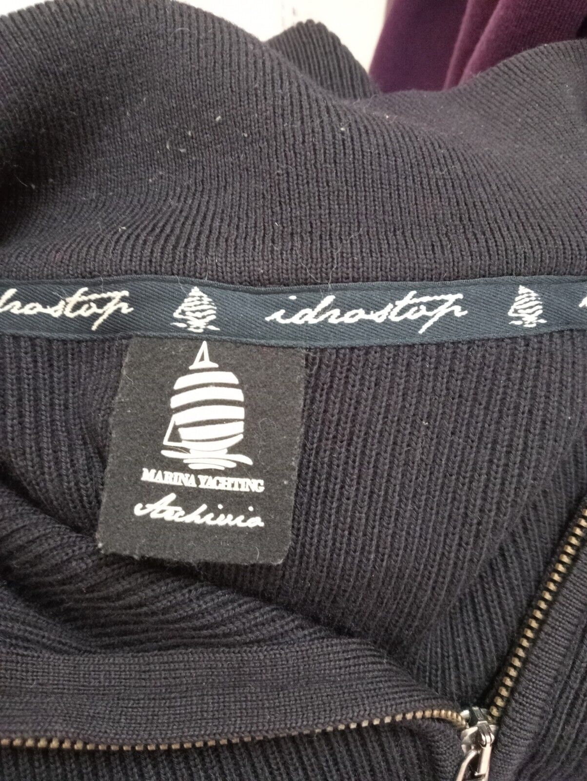 MARINA YACHTING MAGLIONE ZIP LANA WOOL VINTAGE UOMO Tg. L MAN SWEATER CASUAL