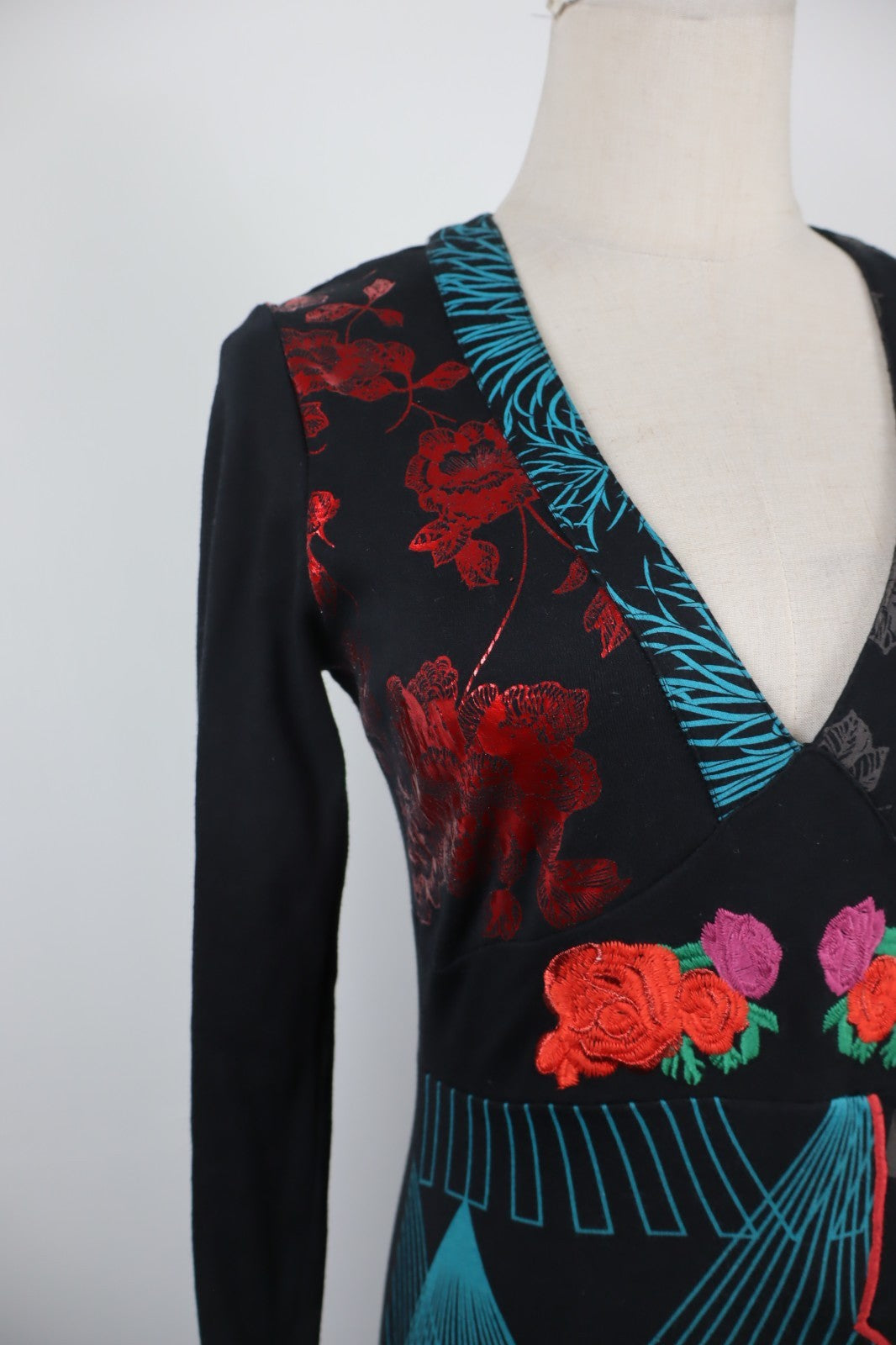 DESIGUAL VESTITO MANICA LUNGA DONNA TG M WOMAN CASUAL VINTAGE DRESS ABITO LOGO