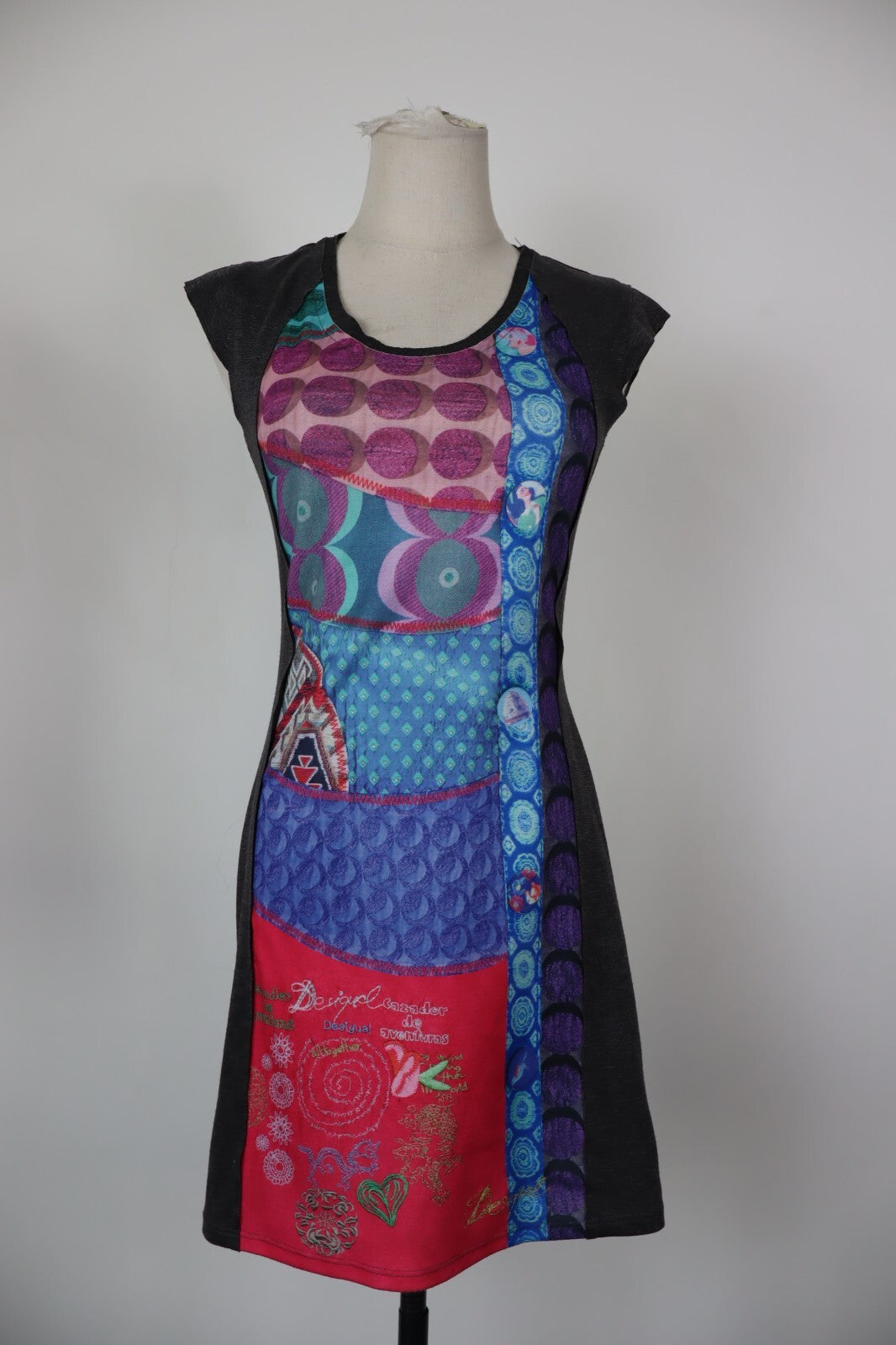 DESIGUAL VESTITO ABITO DONNA TG. XS WOMAN CASUAL VINTAGE DRESS