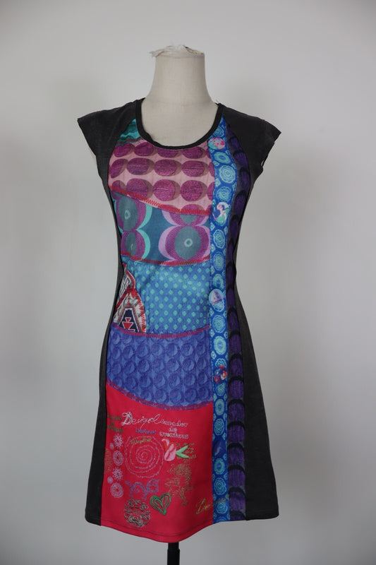 DESIGUAL VESTITO ABITO DONNA TG. XS WOMAN CASUAL VINTAGE DRESS
