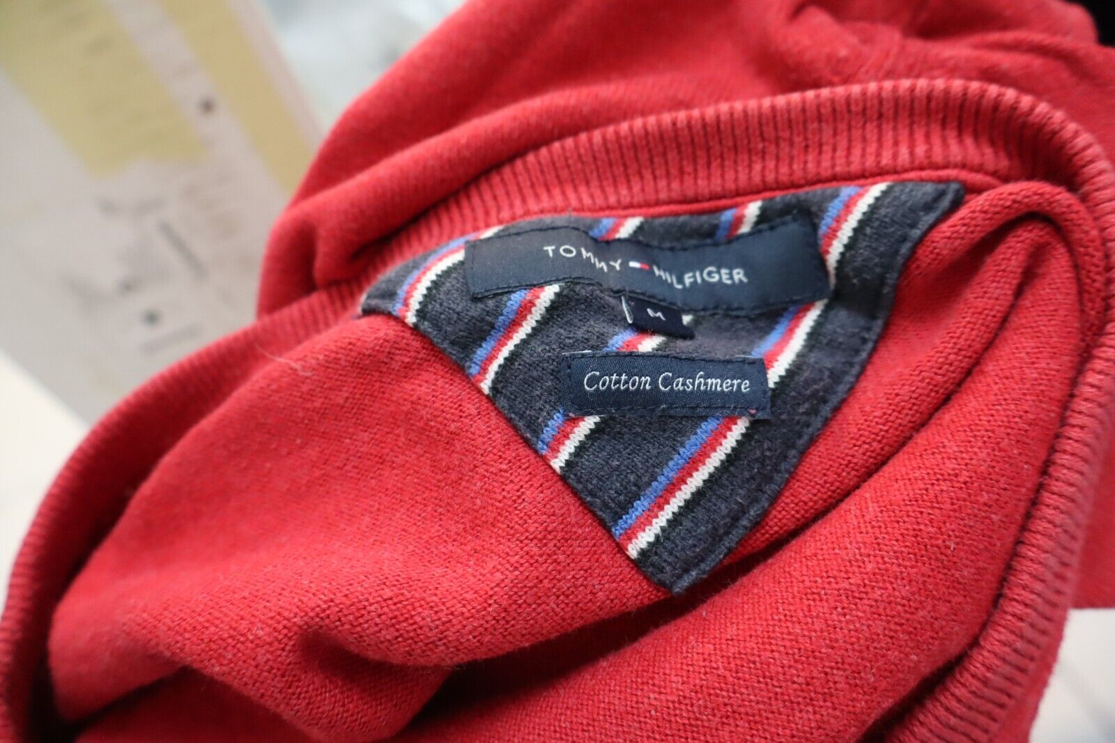 TOMMY HILFIGER MAGLIONE COTONE CASHMERE VINTAGE UOMO Tg M SWEATER MAN CASUAL