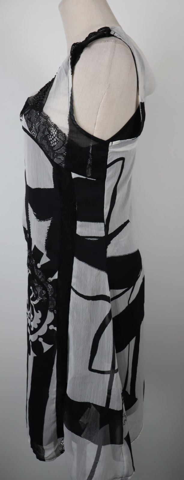 DESIGUAL  VESTITO ABITO DONNA TG.  42 WOMAN CASUAL VINTAGE DRESS BLACK AND WHITE