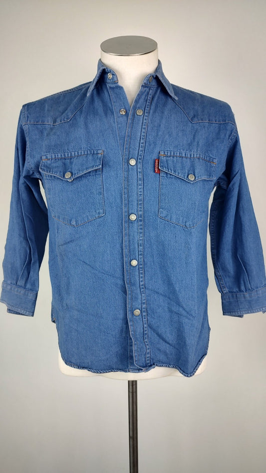 CASUCCI CAMICIA RAGAZZO COTONE TG. L MAN CASUAL VINTAGE SHIRT JEANS DENIM