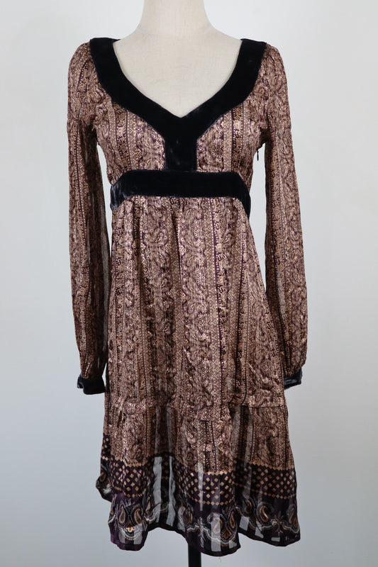 MAX & CO  VESTITO DONNA TG. 40 WOMAN CASUAL VINTAGE DRESS INSERTI VELLUTO