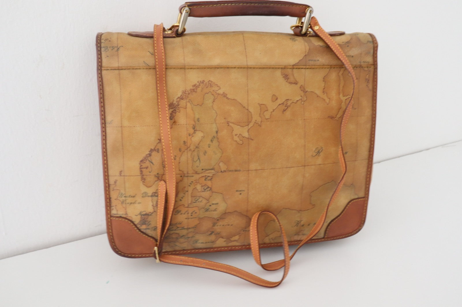 ALVIERO MARTINI BORSA DONNA SHOULDER BAG ITALY  VINTAGE PELLE PORTA LAPTOP GEO