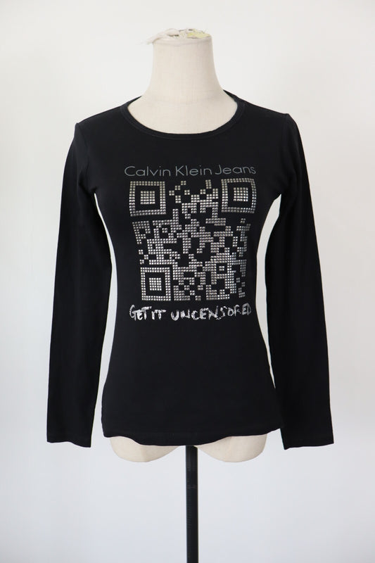 CALVIN KLEIN CK JEANS MAGLIA DONNA TG. S WOMAN CASUAL VINTAGE T-SHIRT TOP