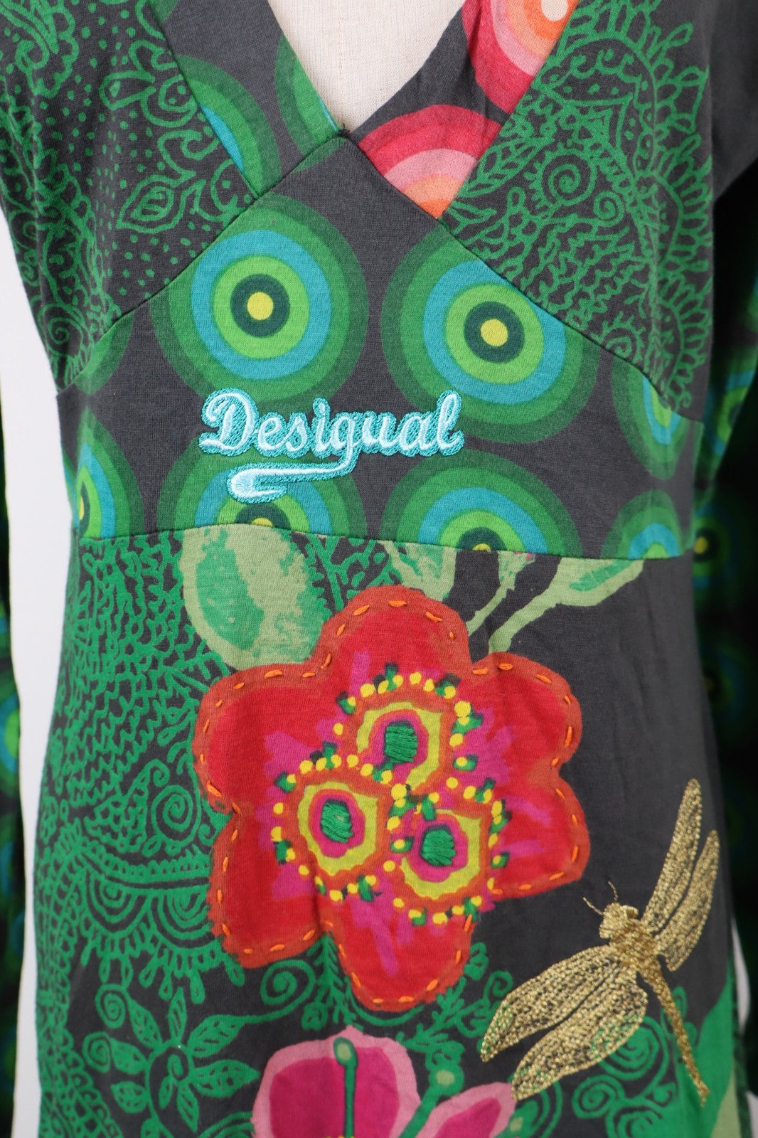 DESIGUAL  VESTITO ABITO DONNA TG.  XL SHORT WOMAN CASUAL VINTAGE DRESS