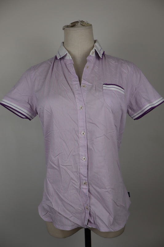 TRUSSARDI JEANS CAMICIA DONNA TG. M WOMAN SHIRT CASUAL VINTAGE MANICA CORTA LOGO