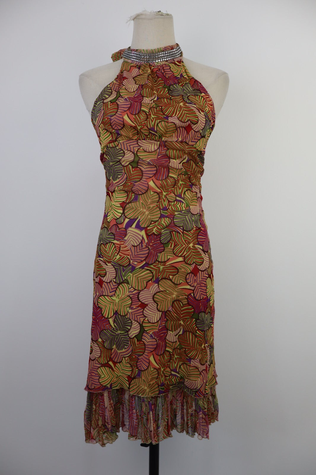 VESTITO DONNA TG S WOMAN SETA LUXURY FUNKY GROOVY VINTAGE CHIFFON Y2K 2000'S