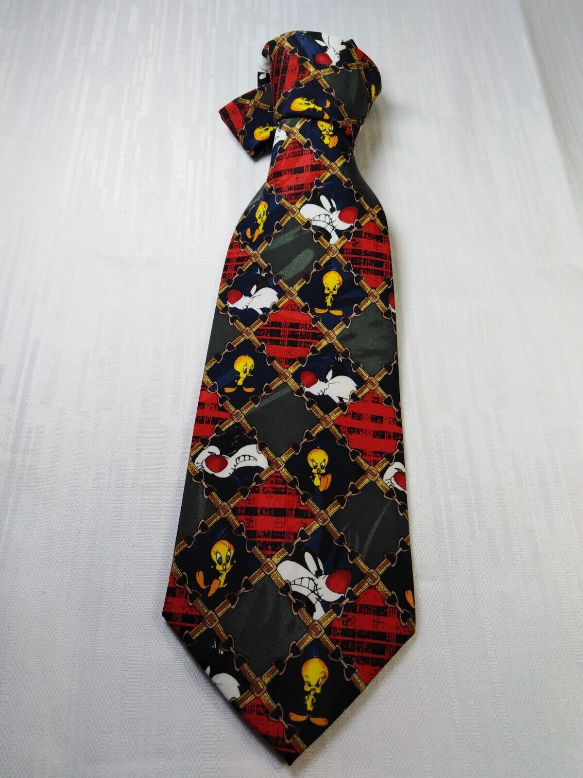 WARNER BROSS TIE CRAVATTA NECKTIE VINTAGE ITALY CLASSIC TWEETY SYLVESTER