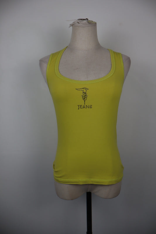 TRUSSARDI JEANS CANOTTA MAGLIA TOP DONNA S WOMAN CASUAL VINTAGE T-SHIRT COTONE