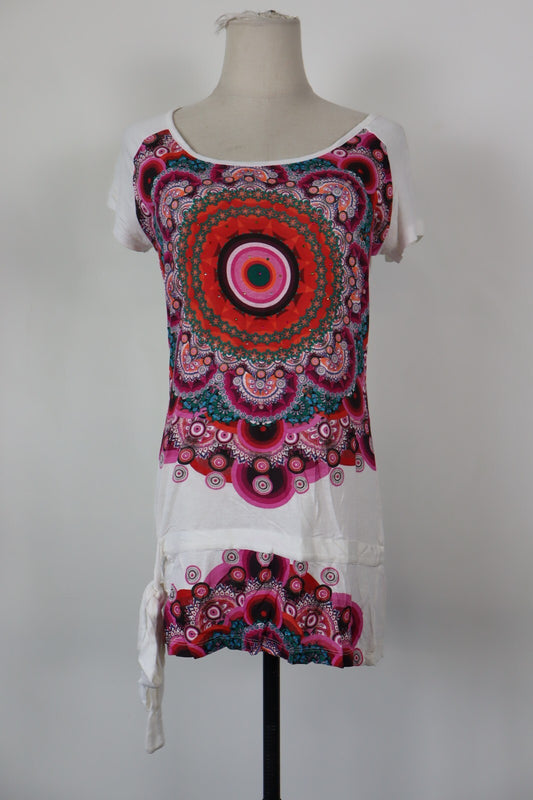 DESIGUAL MAGLIA DONNA TG. M WOMAN T-SHIRT CASUAL VINTAGE COTONE