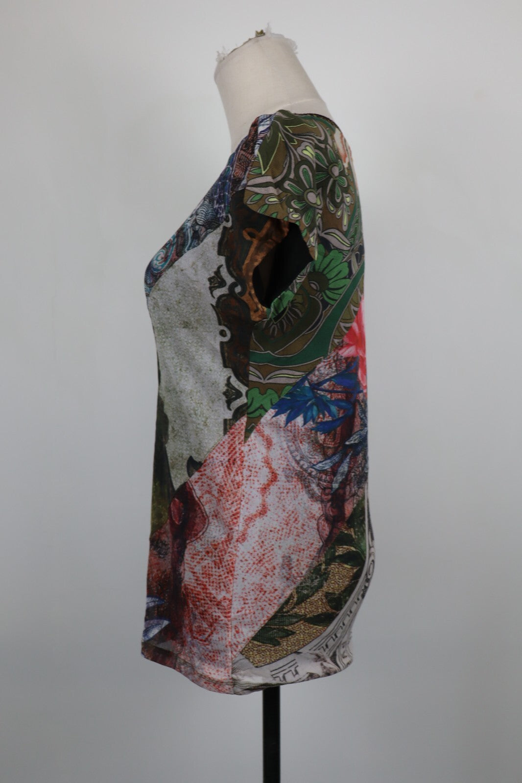 DESIGUAL MAGLIA MEZZE MANICHE DONNA TG. S WOMAN T-SHIRT CASUAL VINTAGE FLOREALE