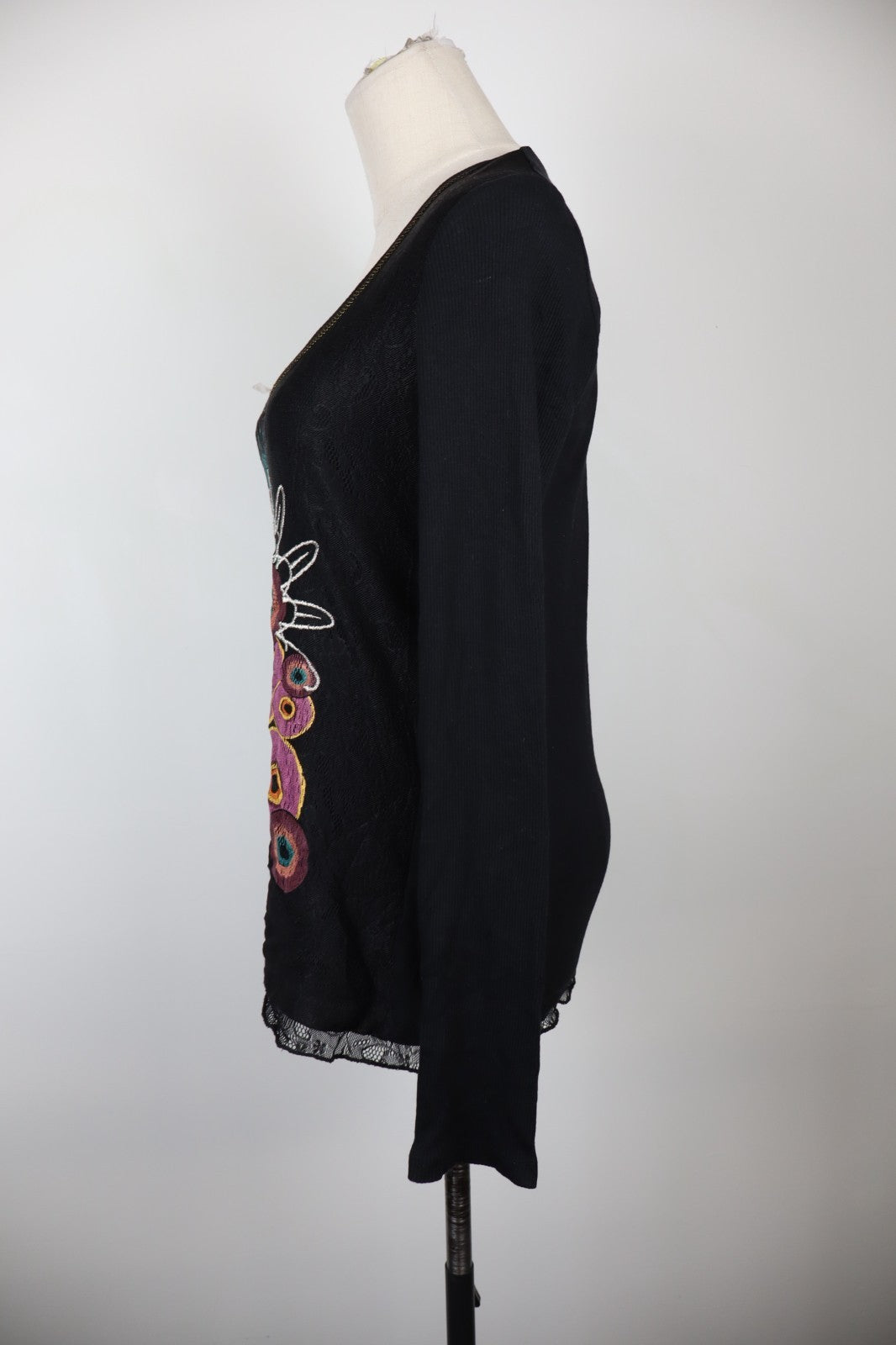 DESIGUAL MAGLIA DONNA TG. M WOMAN CASUAL VINTAGE T-SHIRT TOP COTONE MANICA LUNGA