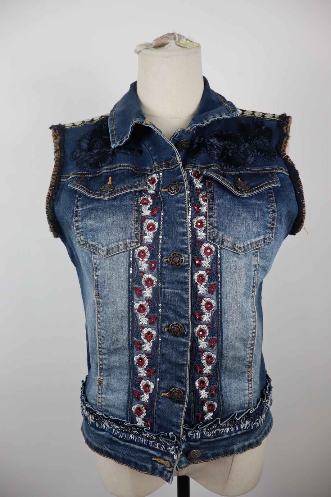 DESIGUAL JEANS GIUBBINO SMANICATO DONNA 38 WOMAN CASUAL JACKET COTONE DENIM