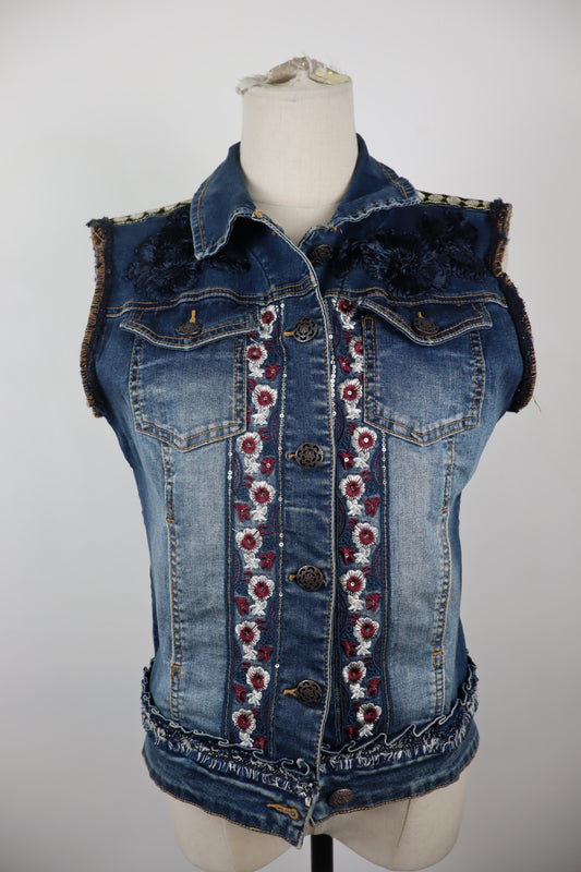DESIGUAL JEANS GIUBBINO SMANICATO DONNA 38 WOMAN CASUAL JACKET COTONE DENIM