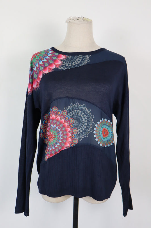 DESIGUAL MAGLIA DONNA TG. S WOMAN CASUAL VINTAGE T-SHIRT TOP