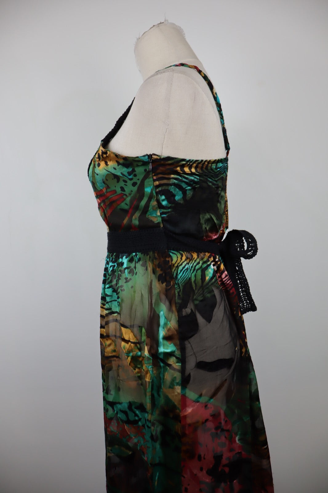 DESIGUAL VESTITO ABITO A BRETELLE DONNA TG. 38 WOMAN CASUAL VINTAGE DRESS FIOCCO