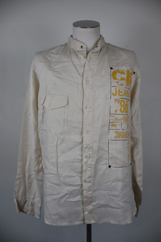 CALVIN KLEIN JEANS CAMICIA SHIRT UOMO Tg XL MAN VINTAGE CASUAL LINO LINEN