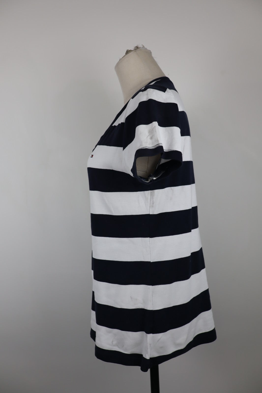 TOMMY HILFIGER MAGLIA COTONE DONNA TG. L WOMAN CASUAL VINTAGE T-SHIRT A RIGHE