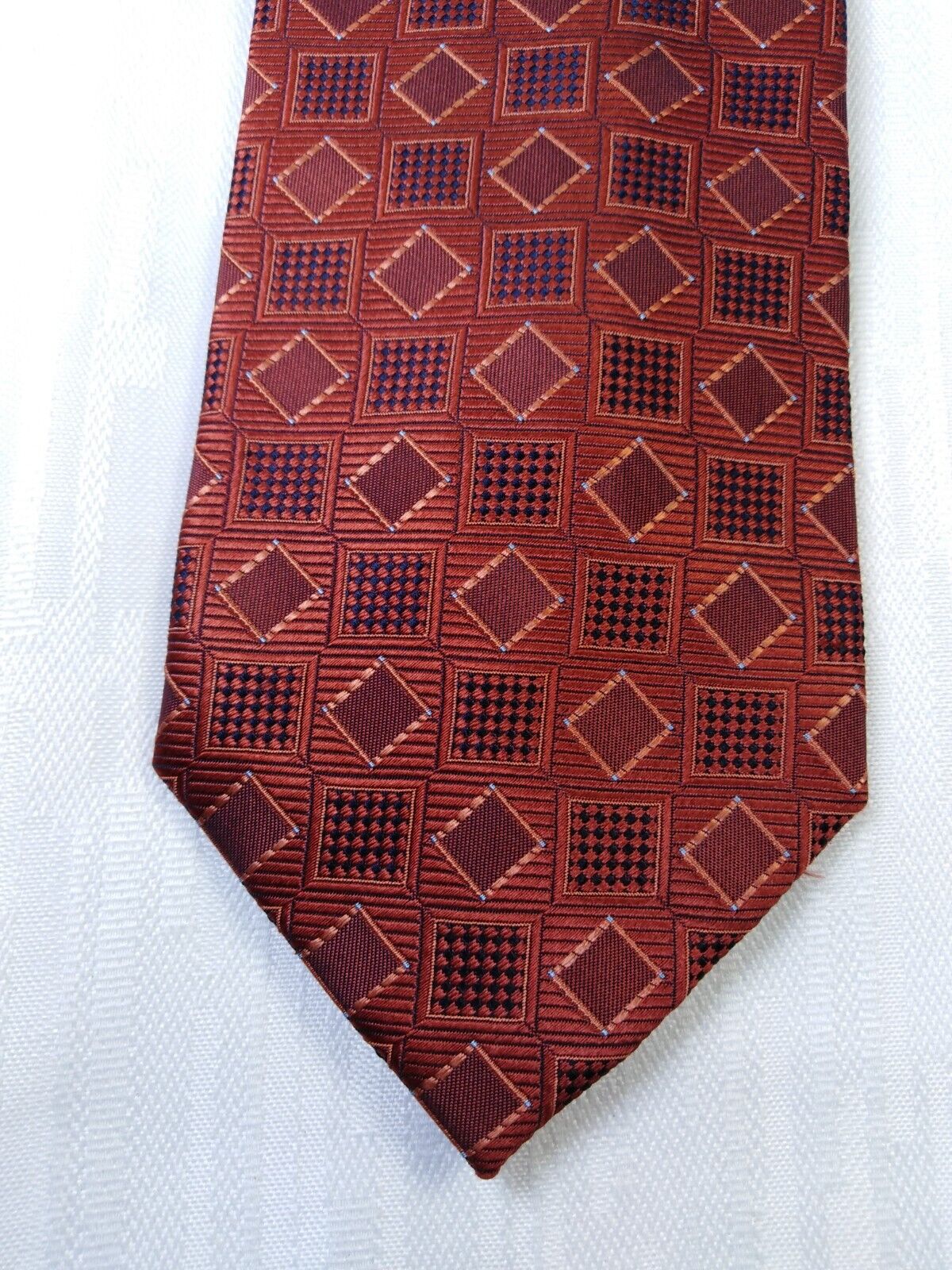 BARTON  100% SETA SILK TIE CRAVATTA NECKTIE ITALY VINTAGE SELF TIPPED