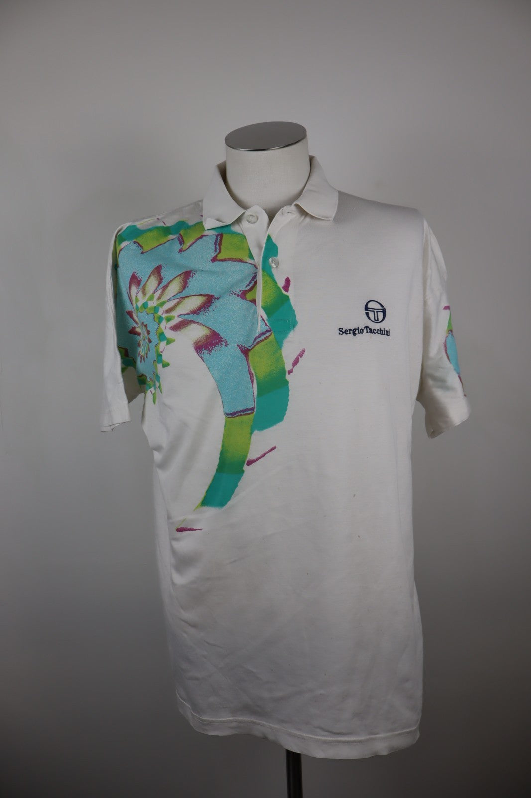 SERGIO TACCHINI MAGLIA POLO TENNIS UOMO TG VII 7 MAN T-SHIRT CASUAL VINTAGE LOGO