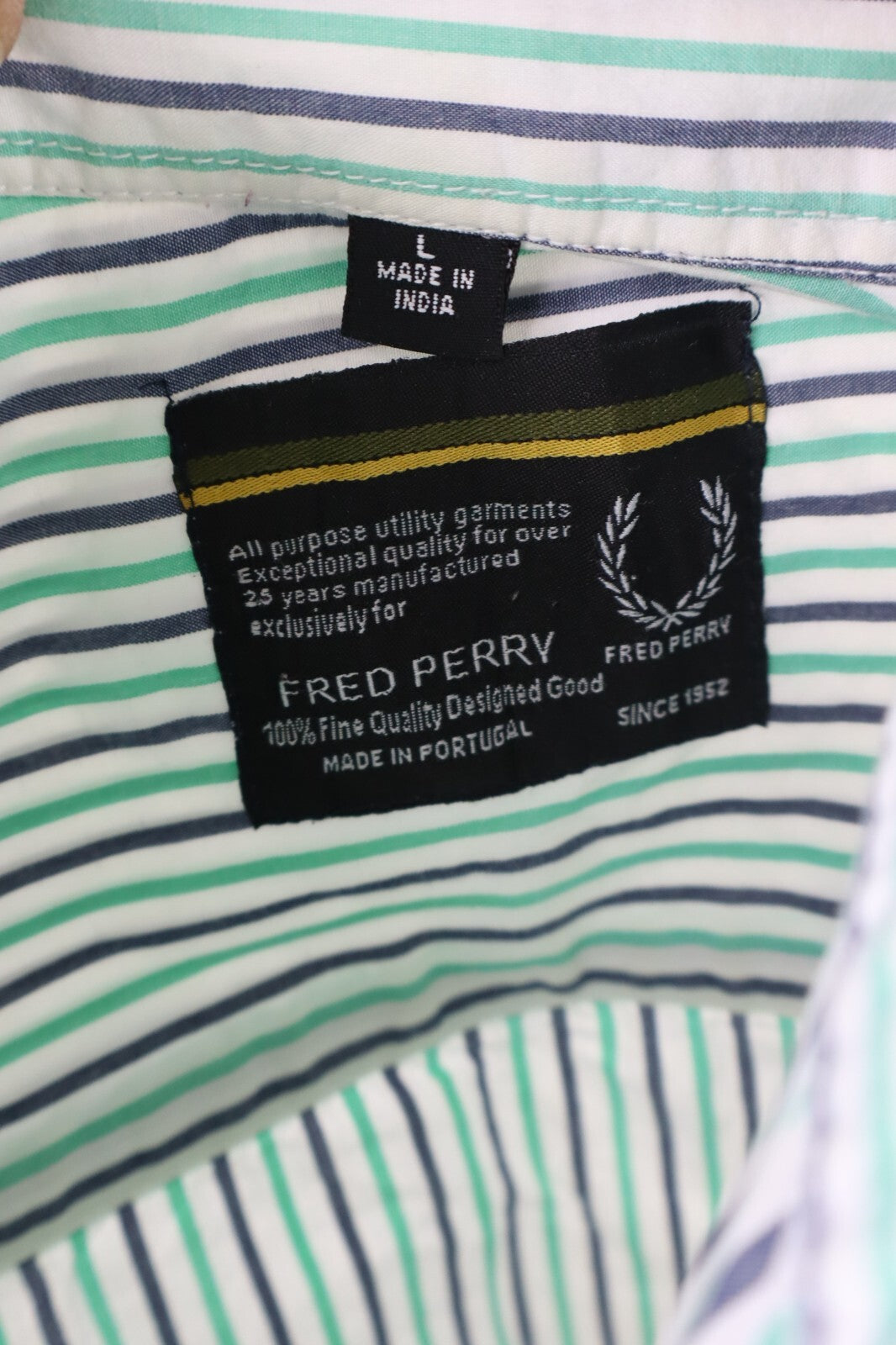 FRED PERRY CAMICIA UOMO TG L MAN CASUAL VINTAGE SHIRT COTONE COTTON