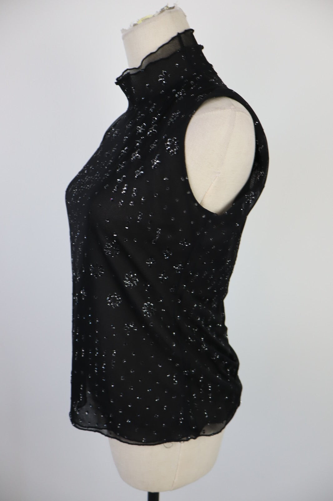 MAGLIA CROP TOP DONNA TG L WOMAN T-SHIRT GOTIC BRILLANTE SEXY VINTAGE Y2K 2000'S