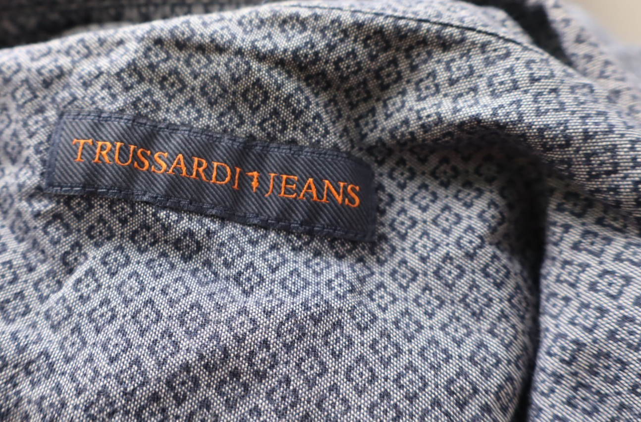 TRUSSARDI JEANS CAMICIA UOMO TG. 43 MAN CASUAL VINTAGE SHIRT COTONE COTTON LOGO