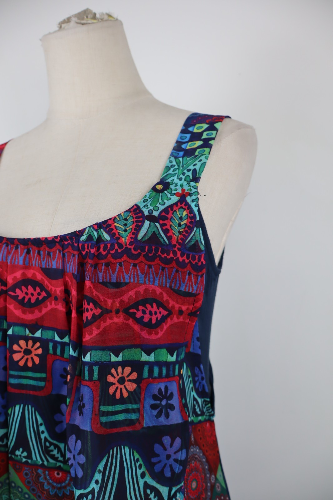 DESIGUAL VESTITO ABITO A BRETELLE DONNA TG 36 WOMAN CASUAL VINTAGE DRESS CANOTTA