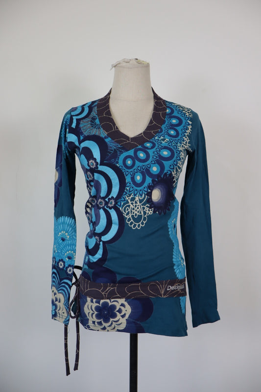 DESIGUAL MAGLIA DONNA TG. S WOMAN CASUAL VINTAGE T- SHIRT TOP COTONE