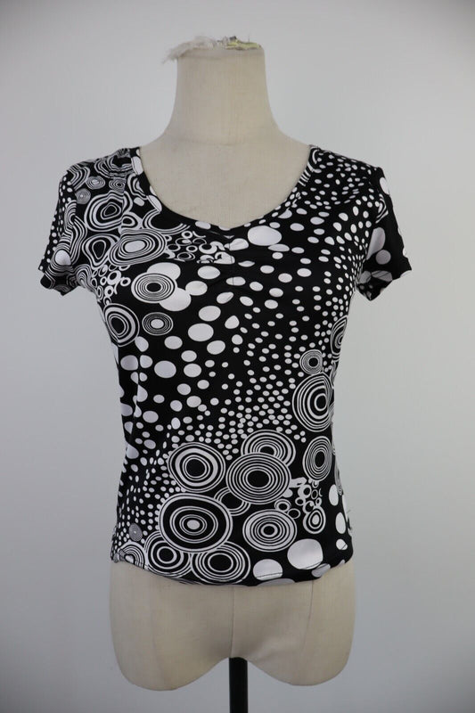 NONAME MAGLIA CROP TOP DONNA TG M WOMAN T-SHIRT FUNKY VIRTUAL VINTAGE Y2K 2000'S