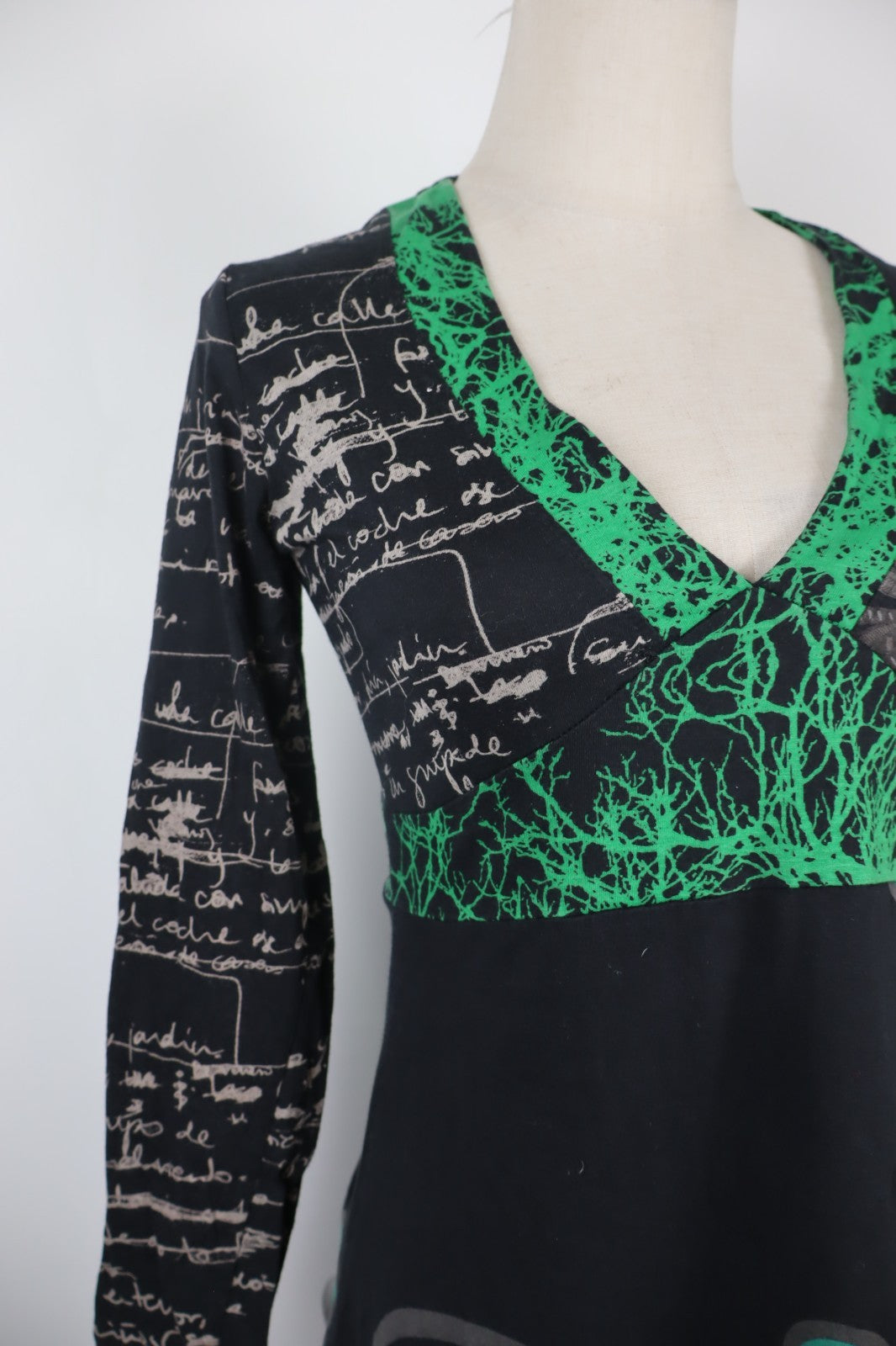 DESIGUAL VESTITO MANICA LUNGA DONNA TG. L WOMAN CASUAL VINTAGE DRESS ABITO LOGO