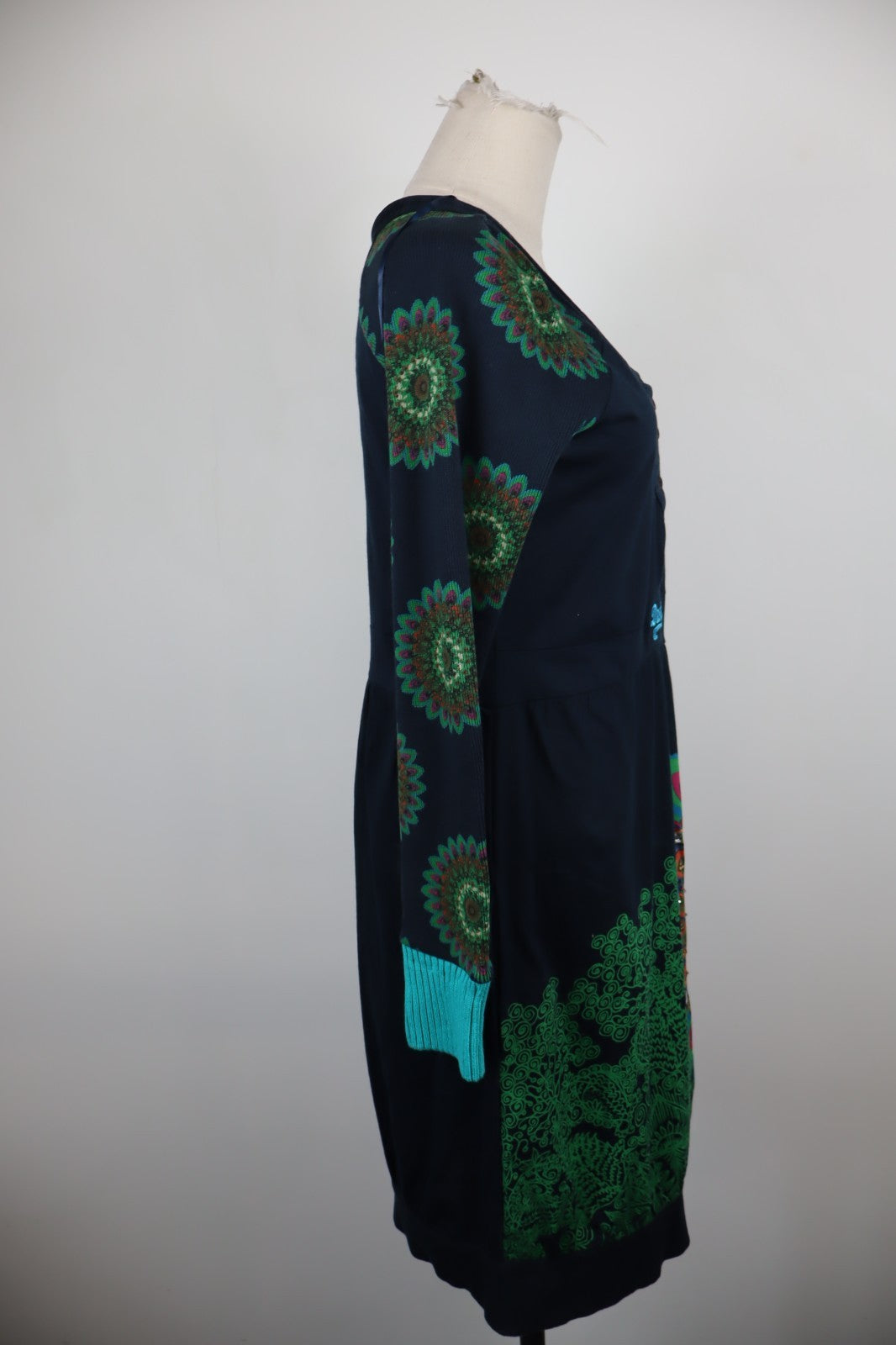 DESIGUAL VESTITO ABITO MANICHE LUNGHE DONNA TG. XL WOMAN CASUAL VINTAGE DRESS