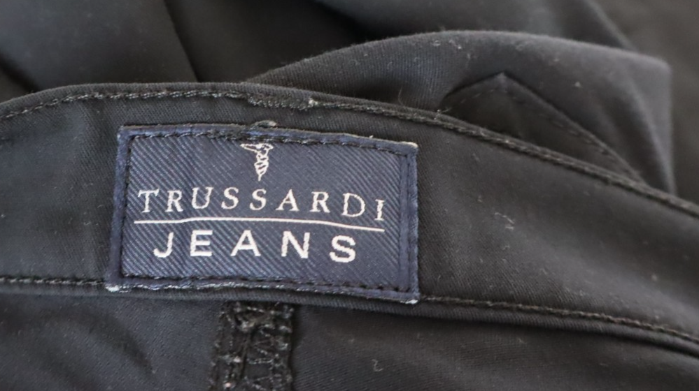 TRUSSARDI JEANS PANTALONE DONNA TG 41 27 WOMAN VINTAGE PANTS LYCRA LOGO NERO