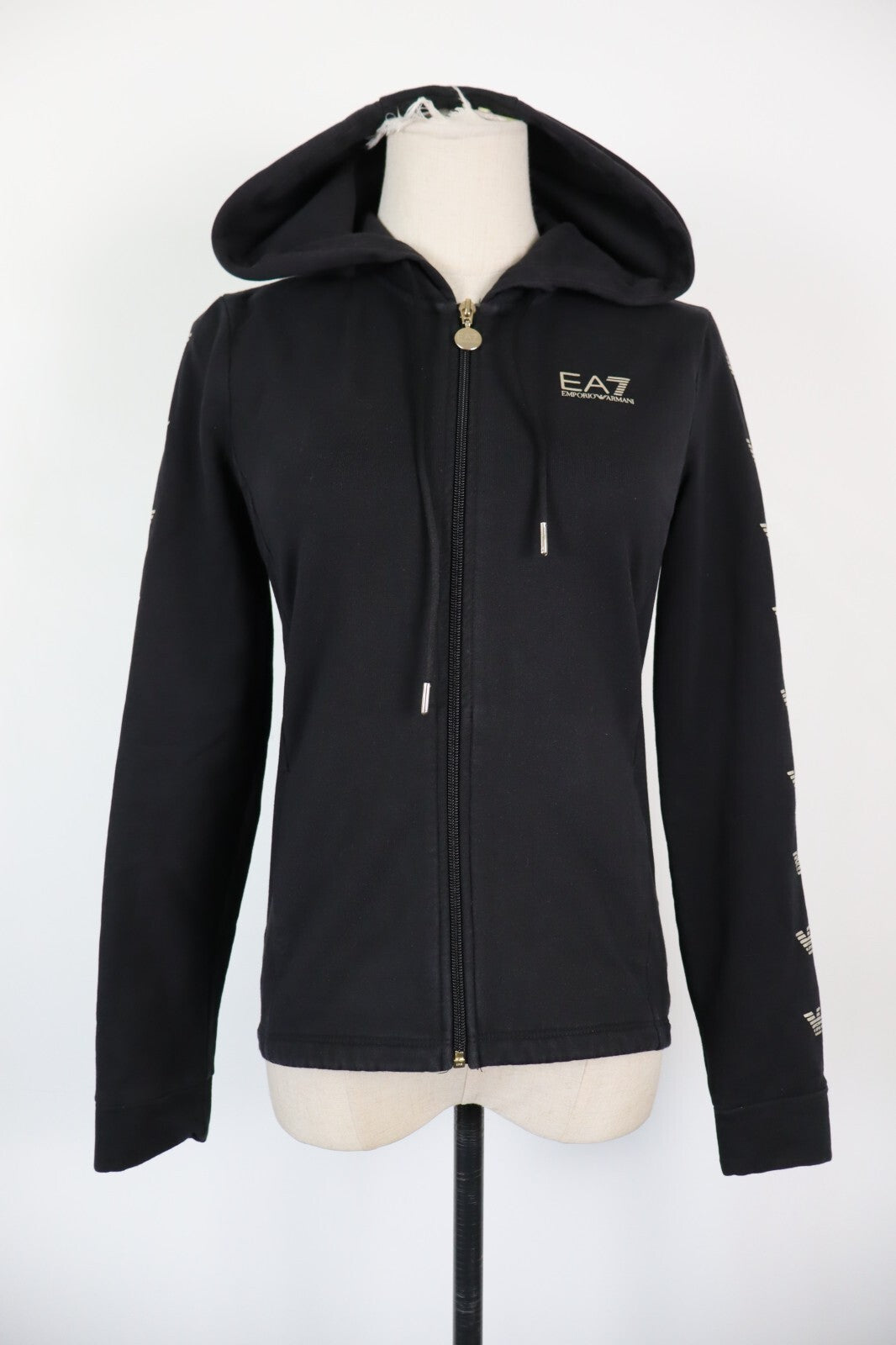 EA7 EMPORIO ARMANI FELPA CON ZIP COTONE DONNA XS WOMEN CASUAL SWEATSHIRT VINTAGE