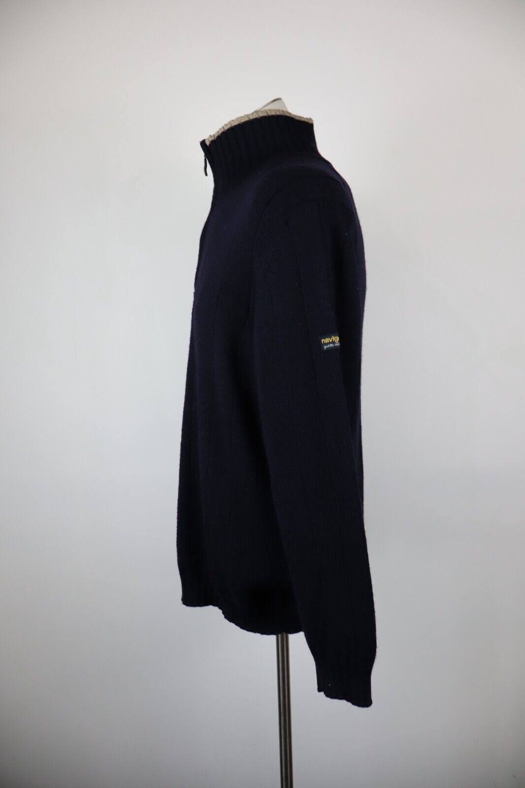NAVIGARE MAGLIONE CON ZIP UOMO Tg. M MAN SWEATER CASUAL VINTAGE LANA WOOL